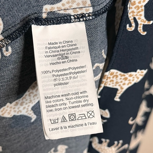 J CREW Navy Cheetah Leopard Cat Animal Novelty Print Wrap Dress Size 8 - Picture 8 of 8